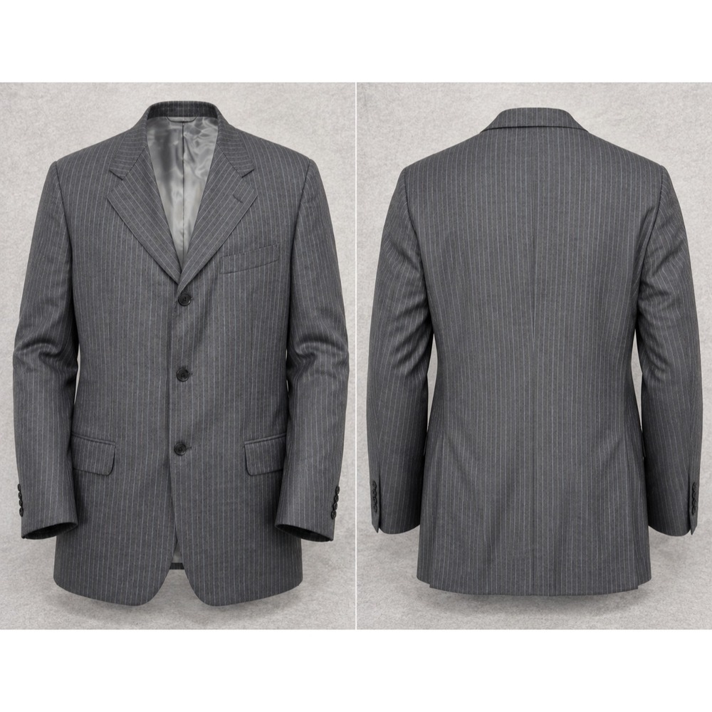 Luigi Bianchi Mantova Blazer Mens 52R Gray Pinstripe Wool Super 140s Italy